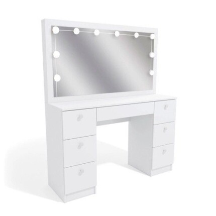 Penteadeira Ditália 7 Gav. PE-80 Branco c Kit Luz Camarim