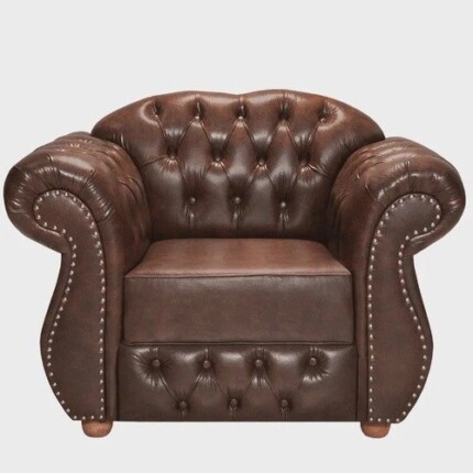 Poltrona Chesterfield Merlo Courano Marrom Decoracao, Sala estar, tv, recepção, barbearia