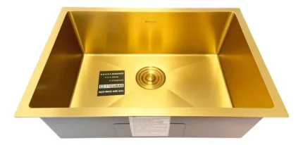 Cuba De Inox Gourmet 65x45 Dourada Quadrada Cozinha+ Válvula